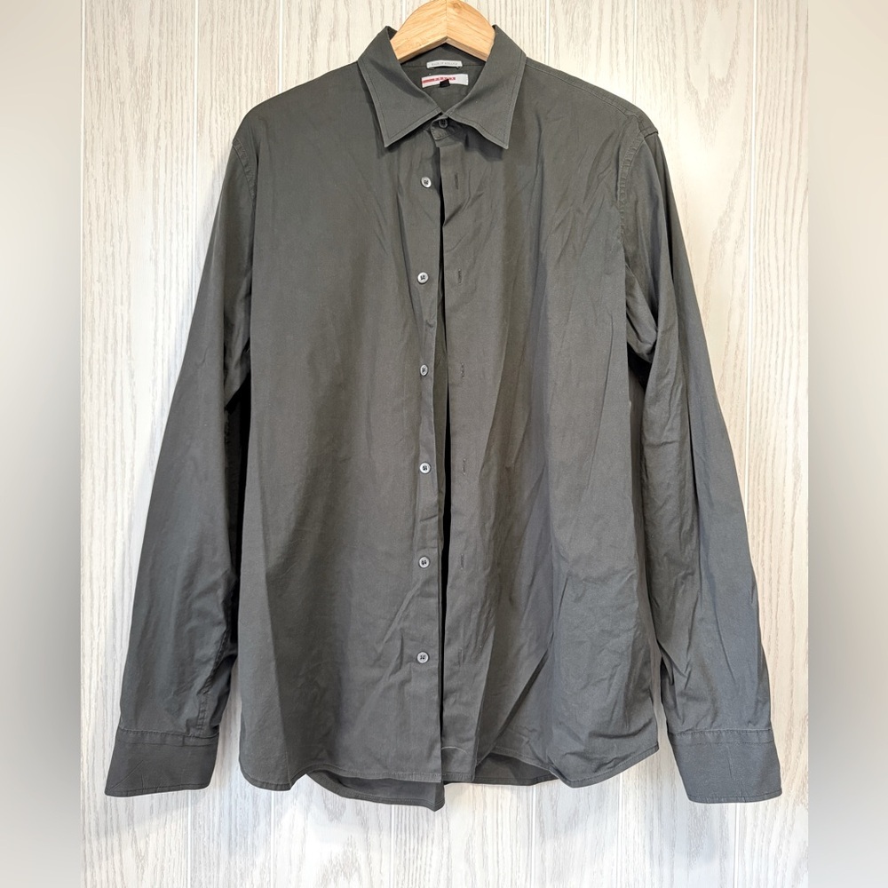 Prada Men’s Green Button-Up Dress Shirt Size XL Made in Romania EUC